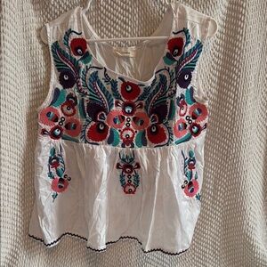 White Embroidered Women's Top